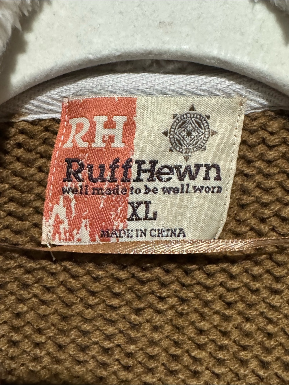 RUFF HEWN Sherpa Collar Faux-Suede Draped Jacket XL 22” p2p Brown/Cream $99 NWT - Picture 3 of 12